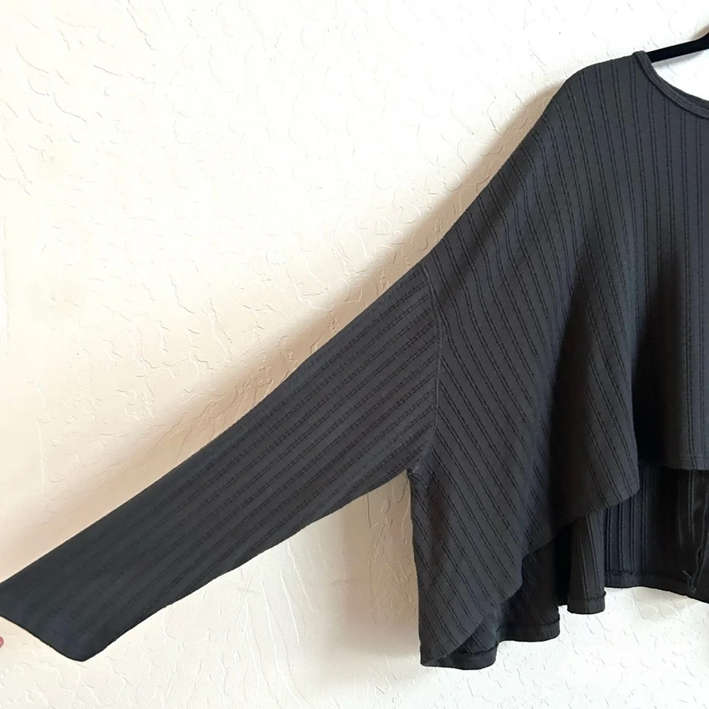 Women's Long Sleeve Waffle Lounge top - Charcoal - Picture 5 of 7